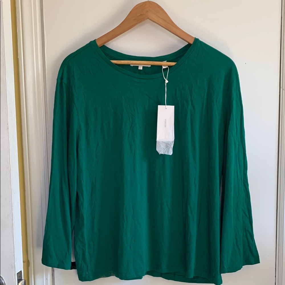 Vince Emerald Green Relaxed 3/4 Sleeve Blouse